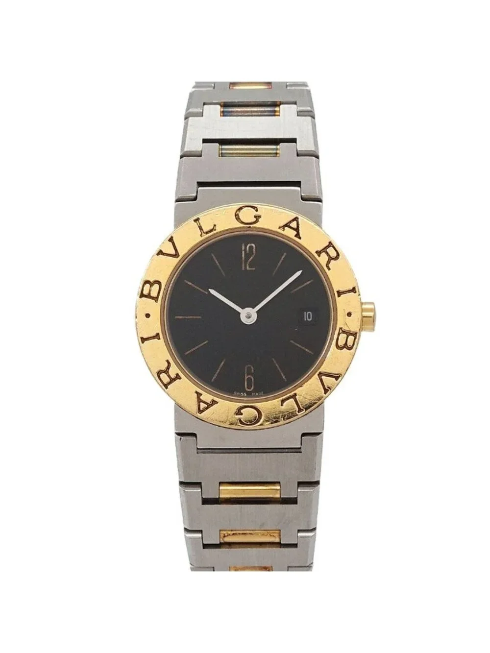 Bvlgari Watch Date Black YG Quartz